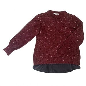 EUC Cleo Deep Burgundy Sweater with Gold Sequins and Black Underlay Size Medium